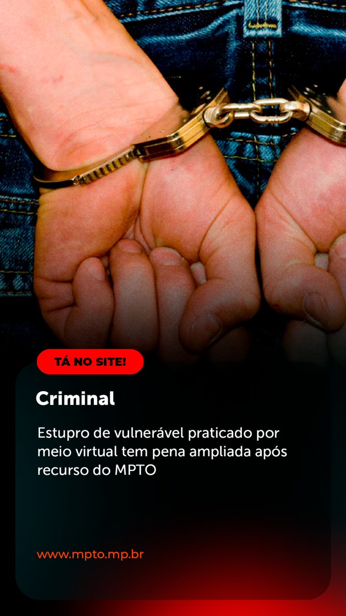 MPETocantins's tweet image. ☝️  Estupro de vulnerável praticado por meio virtual tem pena ampliada após recurso do MPTO.

🖥️ x.gd/wcQS9

👉 Seus direitos foram desrespeitados?
📞 Ligue 127.

#MPTO #MPTOAtuante #Tocantins