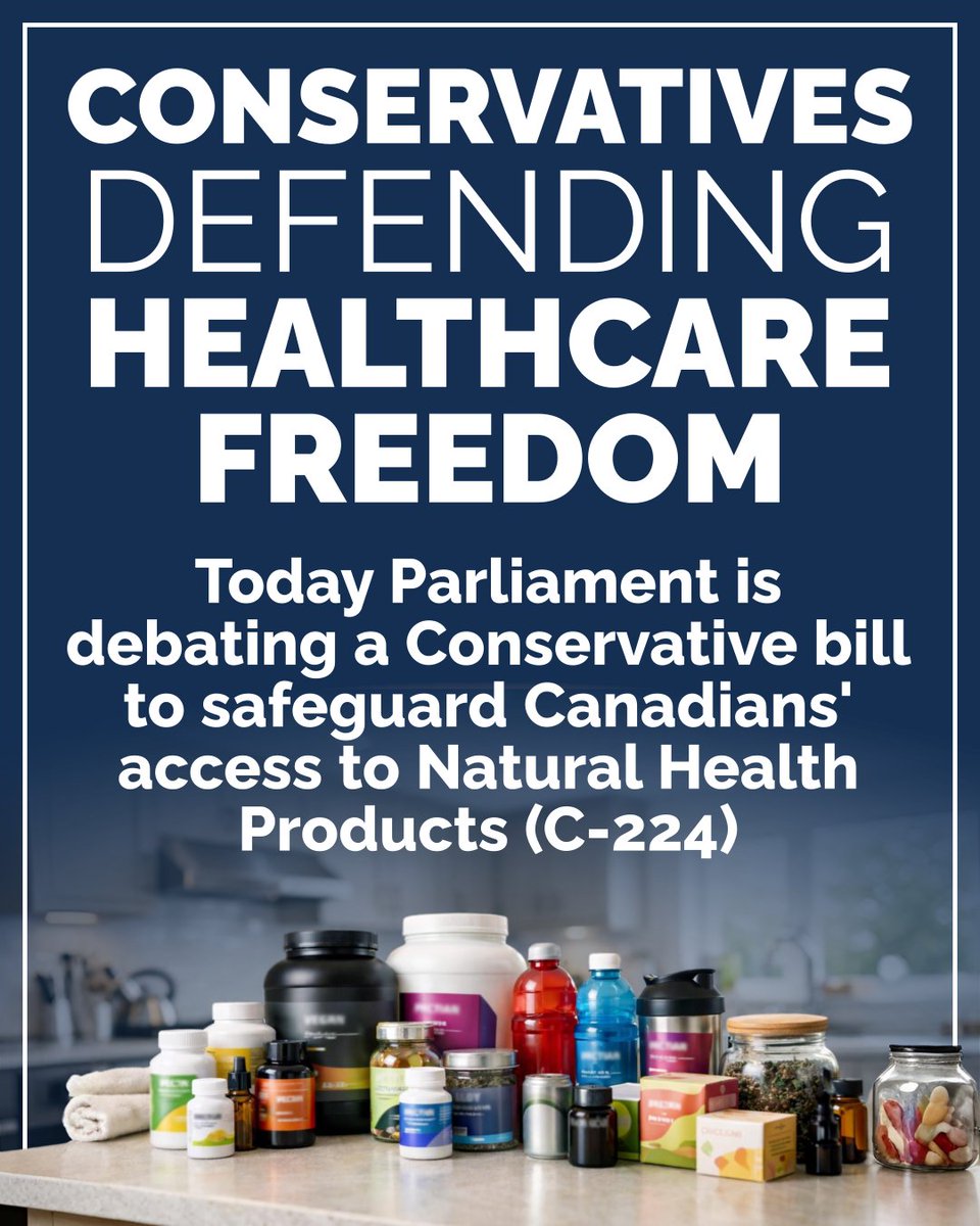 AndrewScheer's tweet photo. Do you use natural health products or supplements? 

New Liberal regulations will make them more expensive and harder to get.

The added bureaucracy is about more power for Ottawa, not about protecting Canadians.

Bill C-224 will restore your freedom of choice. https://t.co/f6A9X8pXFJ