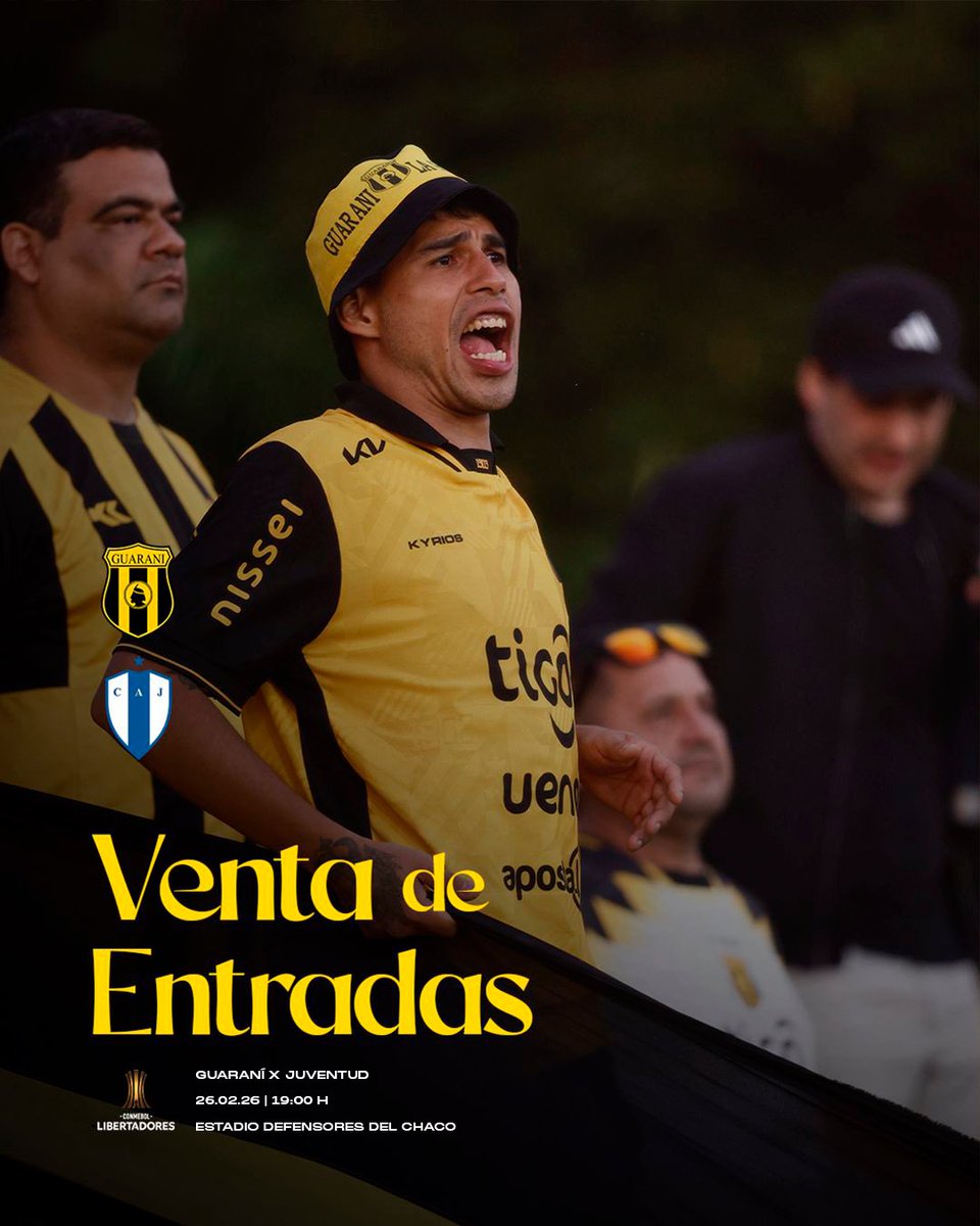 ClubGuarani's tweet photo. ☑️ Venta de entradas 🆚 Juventud 

Disponibles en @tuti_py y en Kyrios Guaraní Store. 

#VamosLegendario🟡⚫️ https://t.co/A1bszsibyf