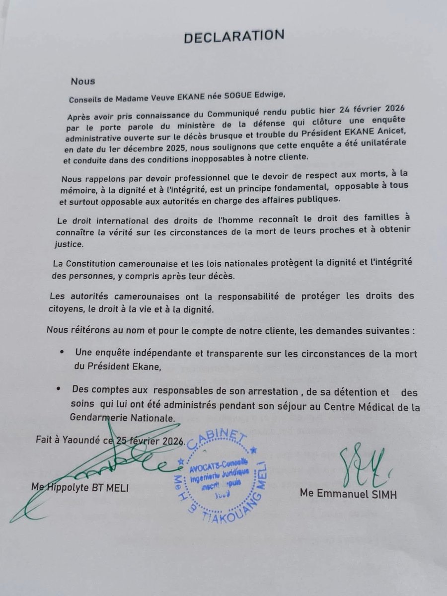 SamuelBILLONG's tweet photo. Il faut laisser le Président Anicet Ekane reposer en paix...et par dessus tout, il faut poursuivre son combat pour une alternance démocratique au #Cameroun. https://t.co/JgUBQMoeg9