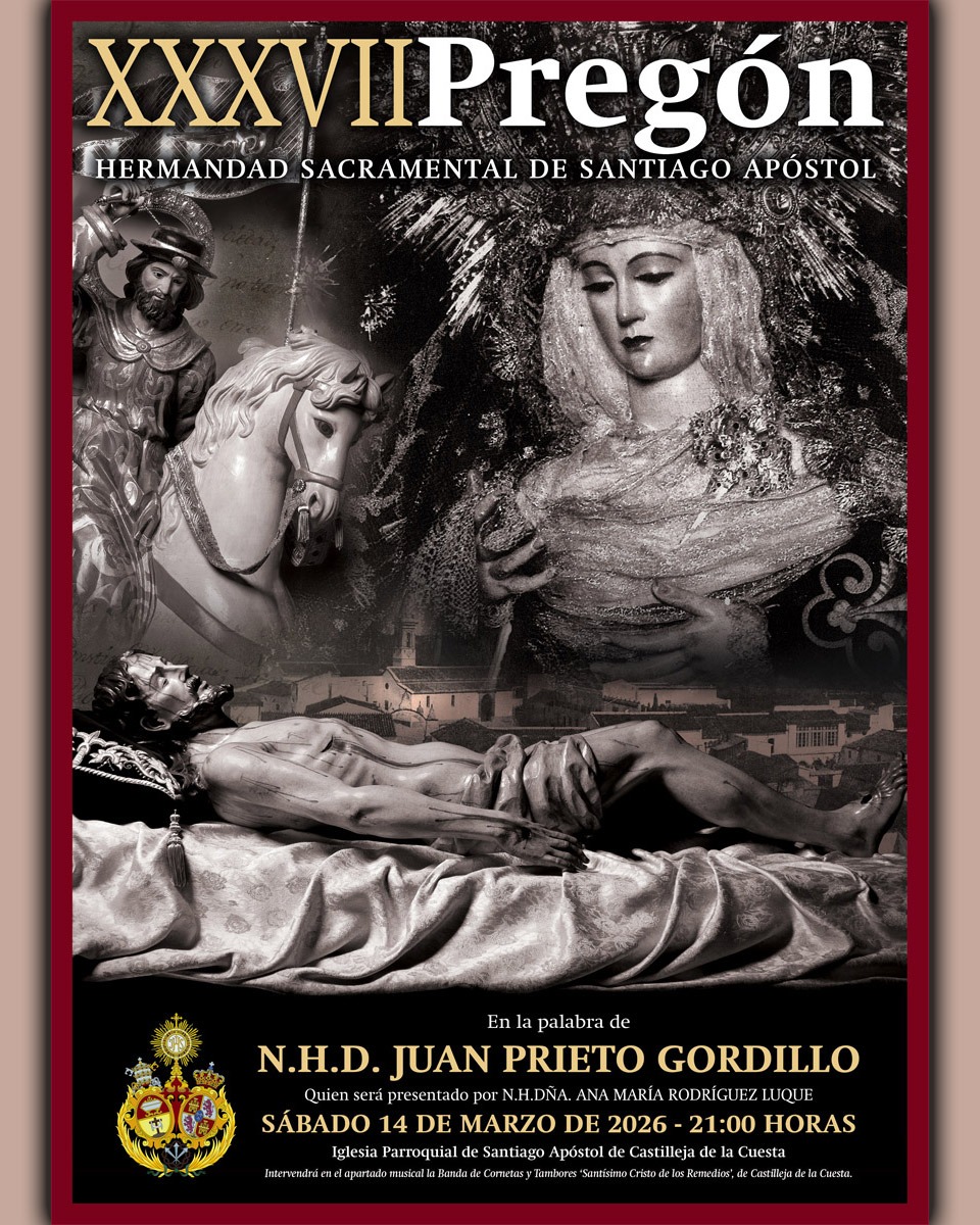 HdadSantiago's tweet photo. 🔴 Presentado el cartel del XXXVII Pregón de la Hermandad, tras el tercer día del Solemne Septenario en honor a Nuestra Señora de la Soledad, que pronunciará N.H.D. Juan Prieto Gordillo el próximo 14 de marzo.

#SeptenarioSoledad #Cuaresma2026 #SSanta2026 #TDSCofrade https://t.co/7eJFDMGL4C