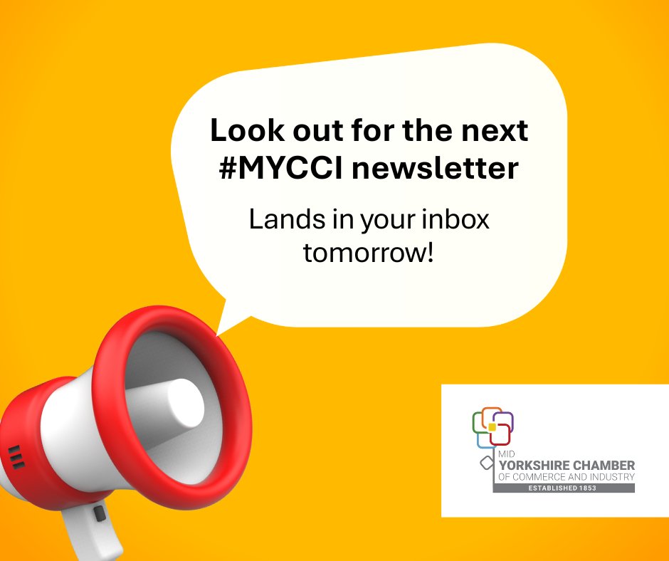 MidYorksChamber's tweet photo. The latest #MYCCI newsletter drops tomorrow!

Regularly including networking opportunities, training courses, industry insights &amp; growth support for #MidYorkshire businesses. 

Not subscribed yet? Sign up via our website — https://t.co/ZHpODGDquu

#midyorkshirechamber #networking https://t.co/DVcrAAw2rJ