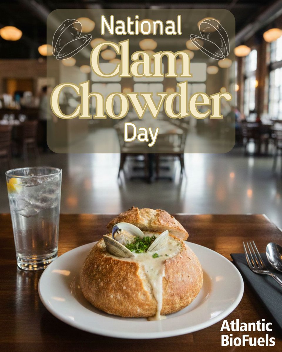 ABFBaltimore's tweet image. Happy #NationalClamChowderDay! 🥣 Keep your kitchen running as smooth as a fresh batch of New England style. Atlantic BioFuels provides expert grease trap maintenance and oil recycling for seafood restaurants across the DMV. 🚛♻️ #ClamChowder #BioFuels #FoodService #MarylandEats