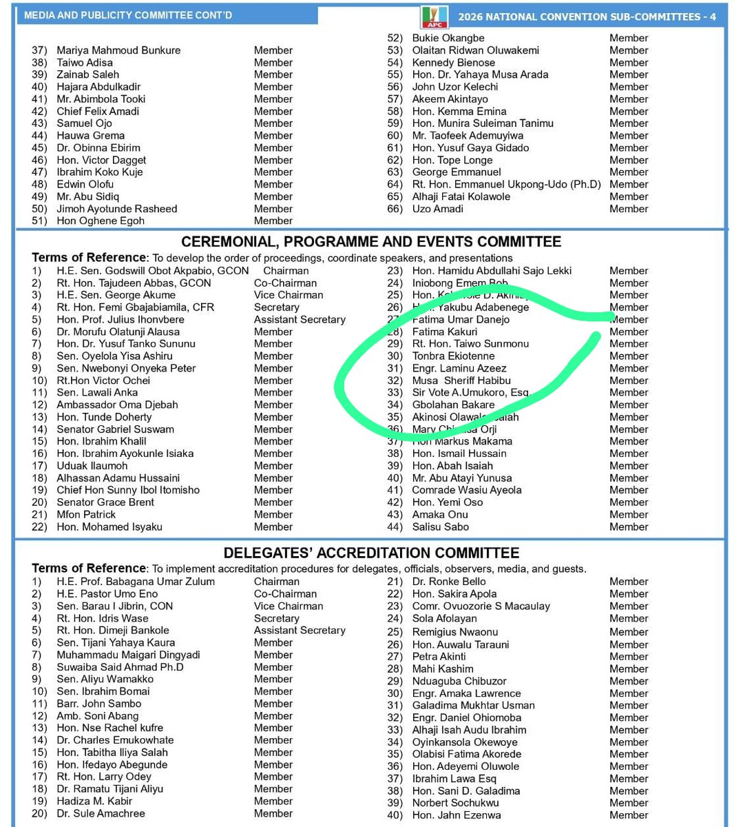 Congratulations, Hon. <a href="/TEkiotenne/">Tonbra Ekiotenne</a>,on your nomination as a Sub-Committee member, Ceremonial, Program and Event Committee, APC National Convention 2026.