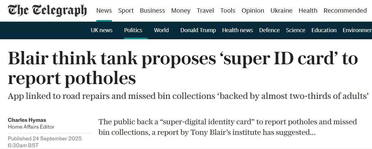 Miss_Royal73's tweet photo. ๐ชช De #BritCard is ontworpen als basis voor een veel groter digitaal systeem. Stapsgewijs gaat het ingezet worden voor steeds meer zaken met als einddoel de volledige โ#superID.โ Alles in รฉรฉn universele #superapp die de hele relatie burger-overheid digitaliseert en centraliseert. ๐ #Control
Het idee, oorspronkelijk van het Tony Blair Institute, werd gepresenteerd kort voor #KeirStarmer's aankondiging van de BritCard (25 september 2025), en het wordt gezien als inspiratiebron voor een breder "super-ID"-systeem op termijn. #Agenda2030 #WEF
https://t.co/QLYwZZdvej
