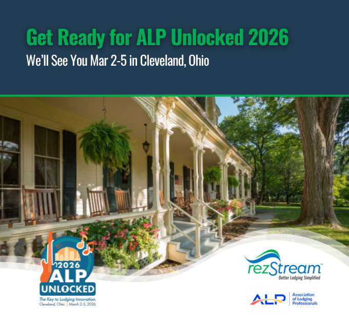 RezStream's tweet image. Heading to @ALPLodging Unlocked 2026 in Cleveland (Mar 2–5)

🎤 Jeff’s lightning talk: Busy Season Email Marketing
🎁 Show special: Free software through June

Let’s talk direct bookings &amp;amp; smarter marketing.
#ALPUnlocked2026 #IndependentLodging #rezStream #BetterLodgingSimplified