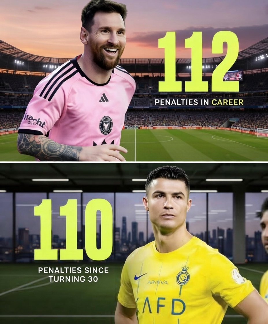 🚨 𝐂𝐑𝐈𝐒𝐓𝐈𝐀𝐍𝐎 𝐑𝐎𝐍𝐀𝐋𝐃𝐎 has already scored 110 𝐏𝐄𝐍𝐀𝐋𝐓𝐘 𝐆𝐎𝐀𝐋𝐒 since turning 30! 😳

Meanwhile, Lionel Messi has 112 𝐏𝐄𝐍𝐀𝐋𝐓𝐘 𝐆𝐎𝐀𝐋𝐒 over his entire career. 🤯