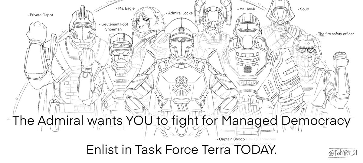 "Task Force Terra"

More HELLDIVERS stuff cause I have some down time during my travels. Decided to doodle me and my friends’ divers, the absolute goons of all time.

#helldivers2 #fanart #Helldivers2art