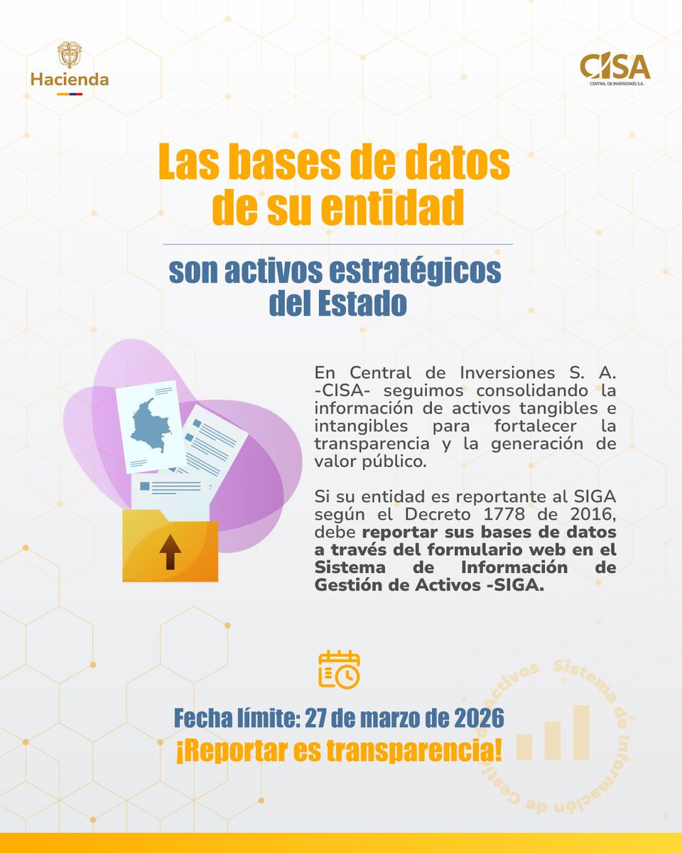 📊Activos intangibles, impacto tangible. 
Las bases de datos de su entidad son clave para una gestión pública más eficiente y transparente 🏛️.
Repórtelas hasta el 27 de marzo aquí 👉 bit.ly/4cktaG5