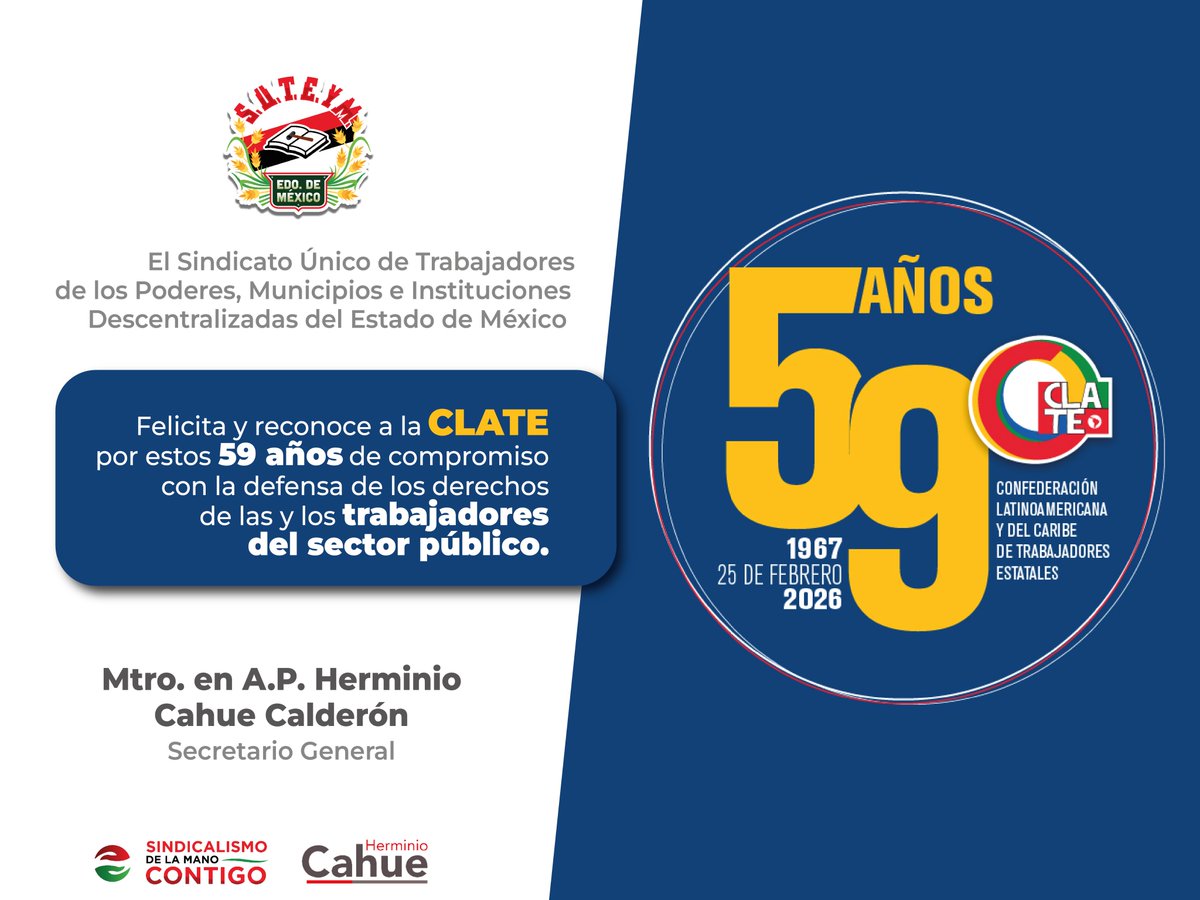 suteymprensa's tweet photo. #CLATE 59 años de unidad y lucha.
#SindicalismoDeLaManoContigo https://t.co/ZCI4brbmyL