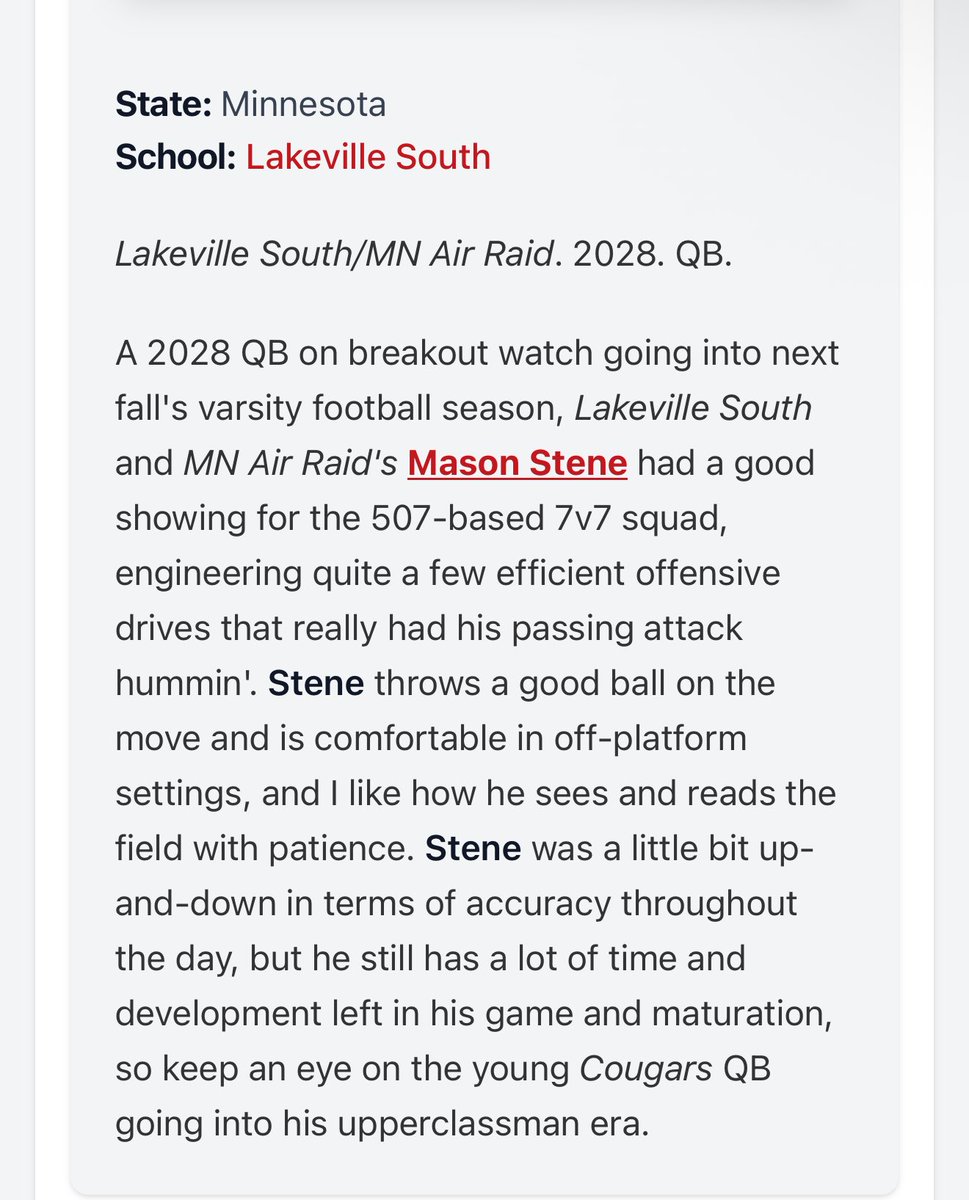 Mason Stene 2028 tweet media