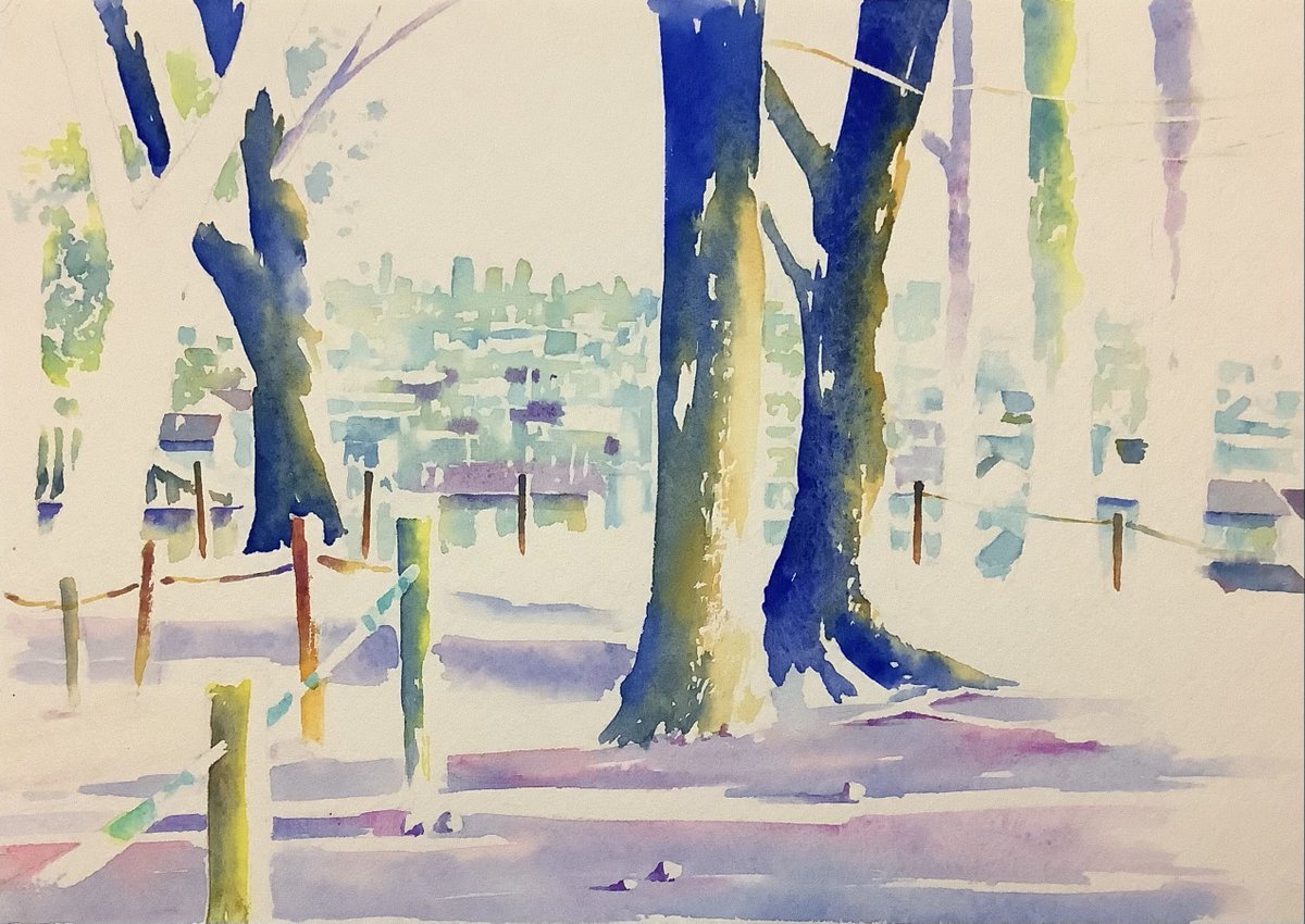 冬の大気 ホワイトワトソン水彩紙SM ターナー透明水彩、ホルベイン透明