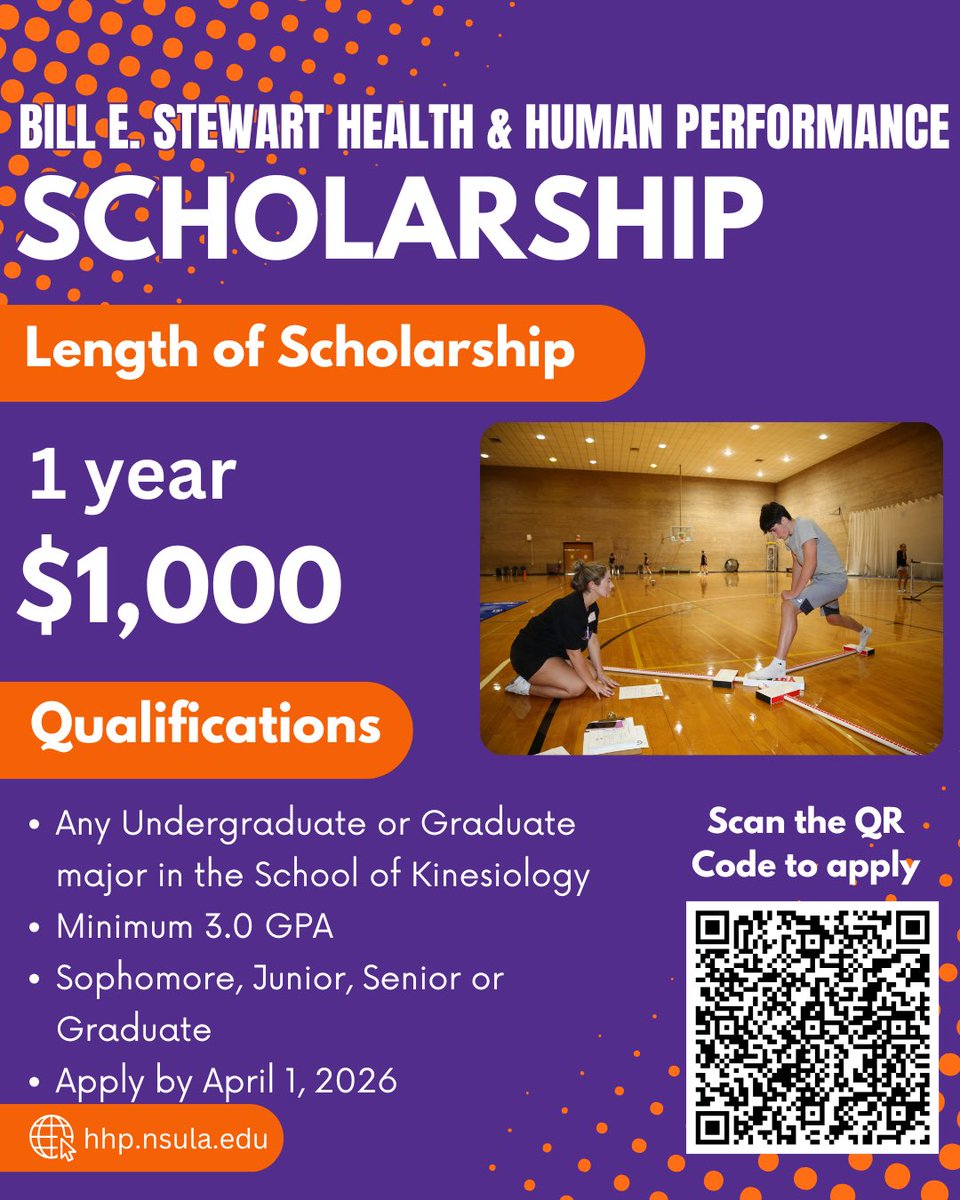 🎓 Scholarship applications for the 2026-2027 academic year are officially open! Kinesiology (formerly HHP) students: Check to see if you meet the criteria for each one, then click on the link below to apply before the April 1 deadline. 

forms.office.com/Pages/Response…

#Scholarships