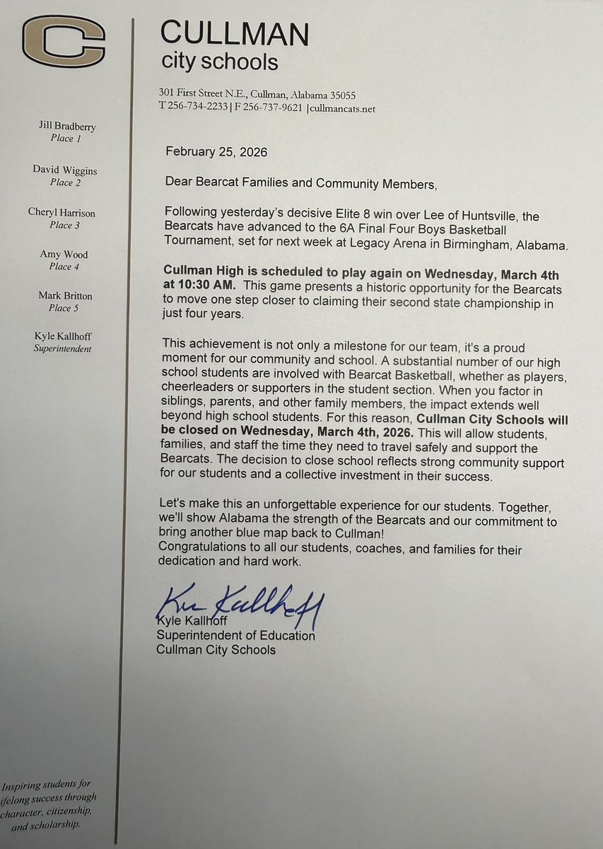 Cullman City Board of Education tweet media