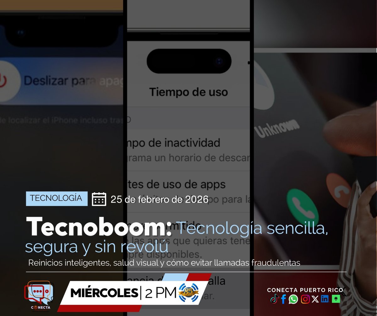 ConectaPR's tweet photo. 📱 ¿Tu iPhone puede reiniciarse con un botón en pantalla?👀 ¿Puede avisarte si estás viendo la pantalla demasiado cerca? 🚫 ¿Y qué hacer si te llaman y cuelgan?
En #Tecnoboom te explicamos tecnología práctica y segura, sin revolú.
Lee el artículo aquí:👉 https://t.co/OpVetHtVTP https://t.co/ZqkBCZMvhN