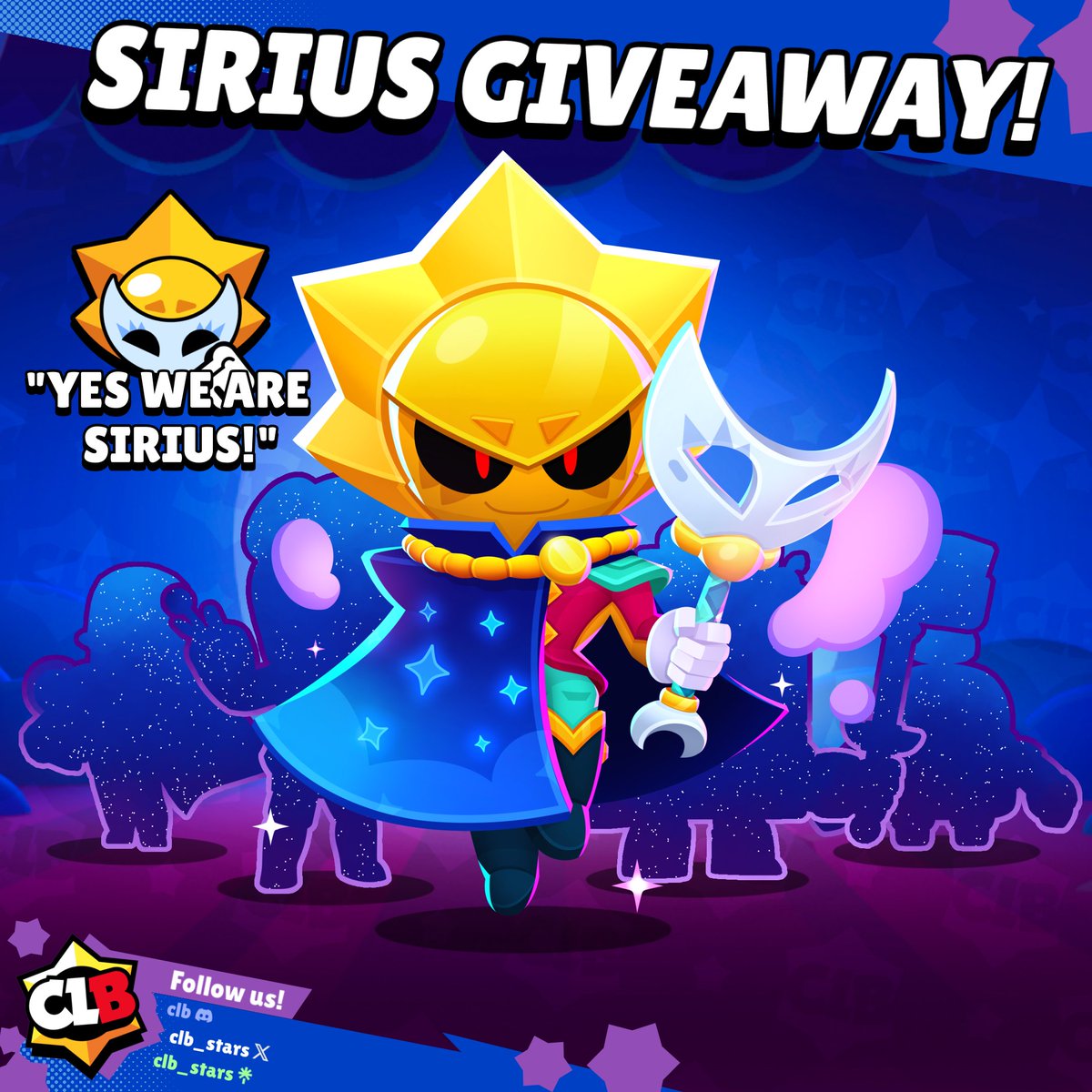 BrawlStarsBTLN's tweet photo. ⭐ GET SIRIUS FOR FREE ⭐

REQUIREMENTS 👇
- Follow: @BrawlStarsBTLN, @clb_stars, @YF7_BS, @YF7Tournaments 🟢
- 👍 Like + 🔁 Retweet + Explain why you deserve to win ✨

You have time until March 1st, good luck! 🍀

#BrawlStars #FREESirius #NewSeason