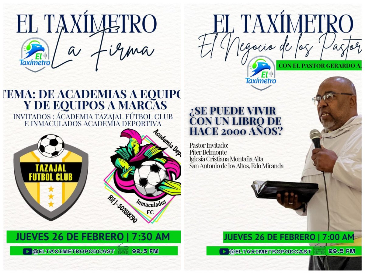 Jueves en El Taximetro Podcast 2 episodios, 1 de "El negocio de los pastores y el otro de "La Firma" sintoniza por la FM Network 99.5

Y Conéctate por:
YouTube: somosnetwork99
Instagram:
<a href="/network/">Network</a>.vzla

Y por:

TELEGRAM
TIKTOK
INSTAGRAM
YOUTUBE
@eltaximetropodcast
