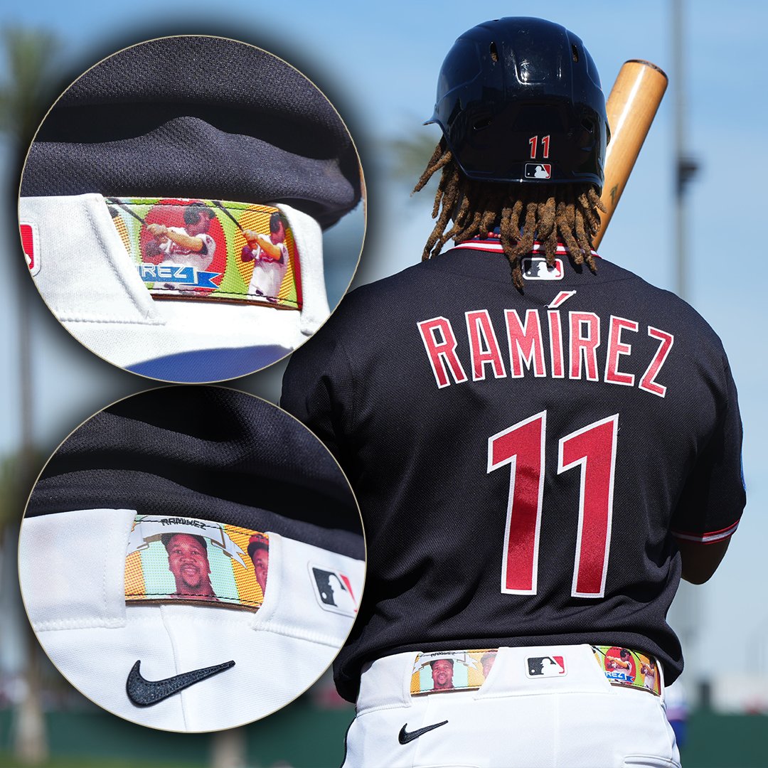 José Ramírez pulled up to today's Spring Training game with a custom belt of himself 😂🔥