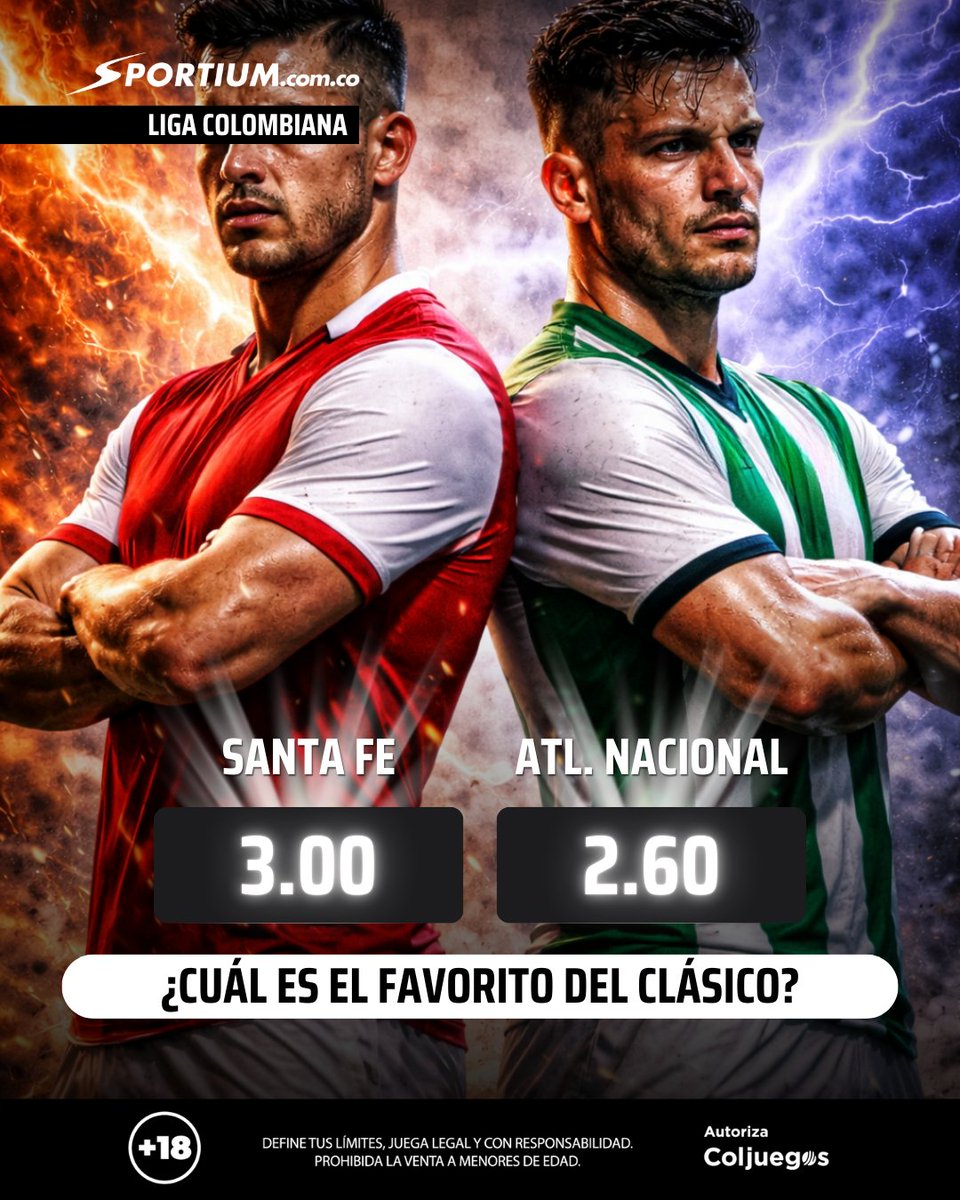 Santafé vs Nacional este 25 de febrero en El Campín 🏟️🔥 Partido clave que puede marcar el rumbo del torneo. Bogotá se prepara para una noche intensa a las 19:00 con dos históricos del fútbol colombiano frente a frente. ¿Quién se queda con los tres puntos?

#Santafe #Nacional
