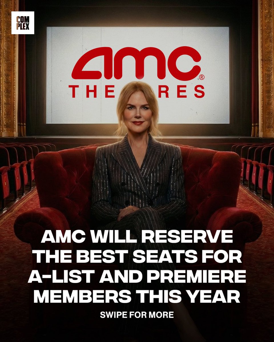 ComplexPop's tweet photo. We got a VIP section at AMC now 😭

The CEO confirmed that the company will start reserving the best seats in house for A-List and Premiere members later this year. https://t.co/vDLI1AGFoZ