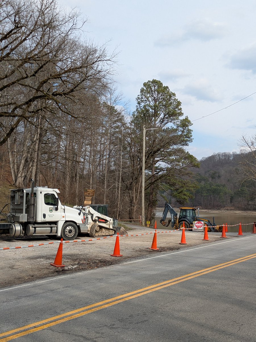 #BoatRamp renovations currently underway at #DeweyLake.  Engineering staff from #KDFWR are taking advantage of a water level deviation to make significant improvements.  The Goble (Campground) ramp is currently closed and will be for the interim while under construction.