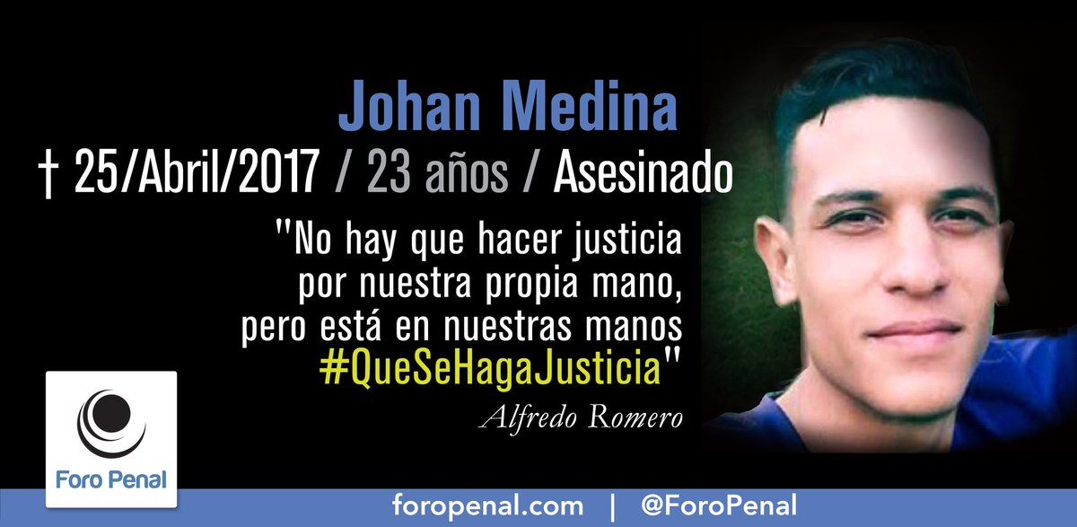 ForoPenal's tweet image. #lnMemoriam Como consecuencia de la represión del estado venezolano hoy #25F recordamos a:

𝗢𝗿𝗹𝗮𝗻𝗱𝗼 𝗝𝗼𝗵𝗮𝗻 𝗝𝗼𝘀𝗲𝗽𝗵 𝗠𝗲𝗱𝗶𝗻𝗮 𝗟𝗶𝗻𝗮𝗿𝗲𝘀, 23 años, deportista, aficionado al fútbol, el 24/04/2017 las protestas antigubernamentales cobraban fuerza en el