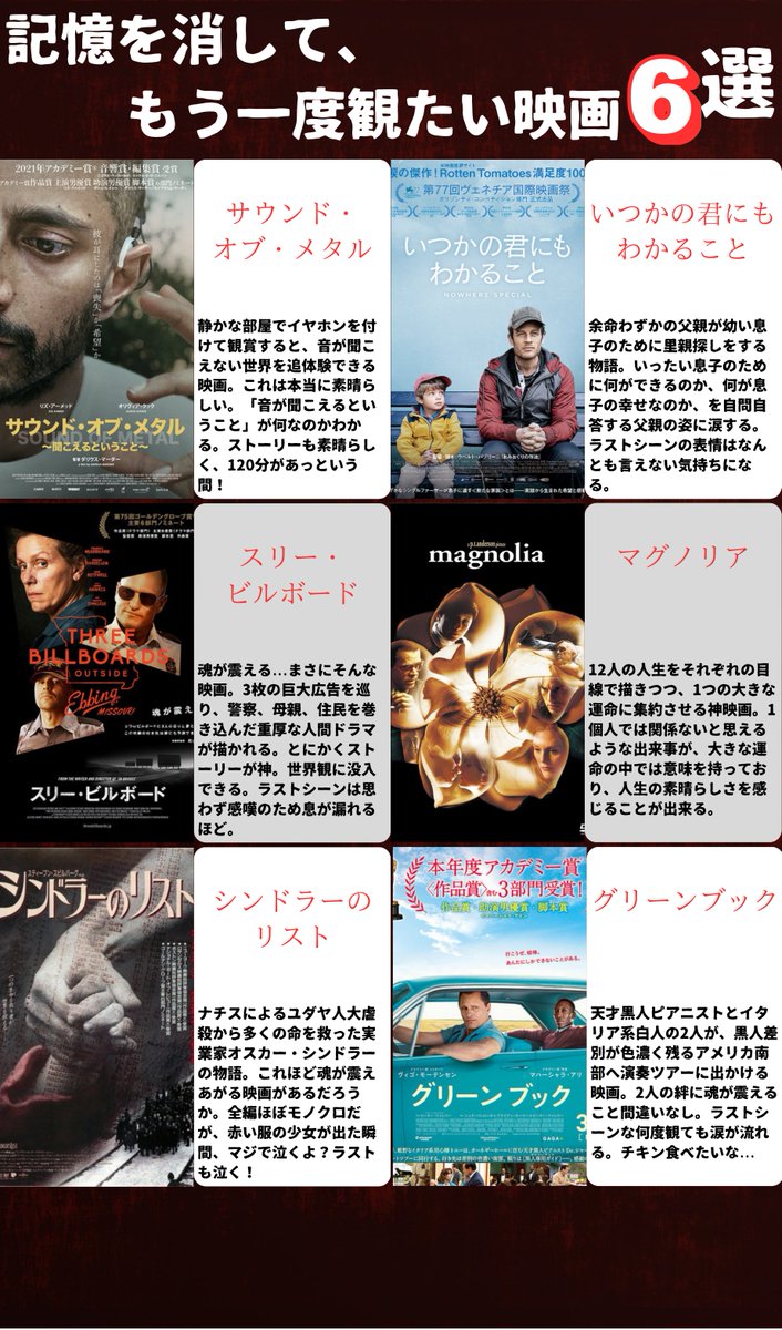nyanko_movies's tweet photo. 【記憶を消して、もう一度観たい映画】6選 https://t.co/A2qIn38B0N
