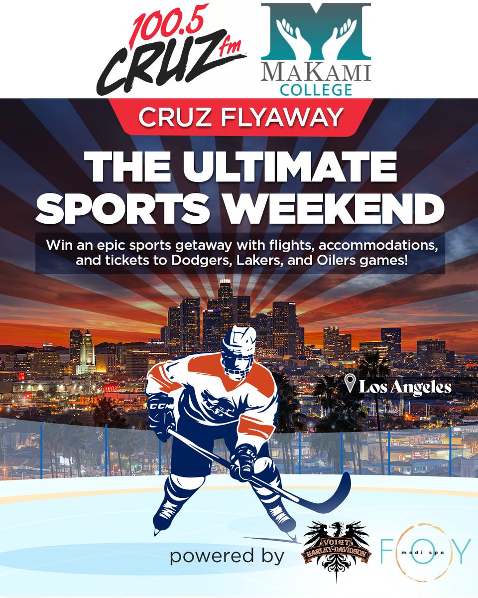 1005CRUZFM's tweet photo. 3 games.
LA.
You?
🎧 Listen to Cruz FM 6a–10pm
📲 Text the keyword to 780-715-CRUZ

Details at https://t.co/Q3aBqFDKgP

@MaKamiCollege, @FOYMediSpa, Voigt Harley-Davidson https://t.co/q1YWCkBHII