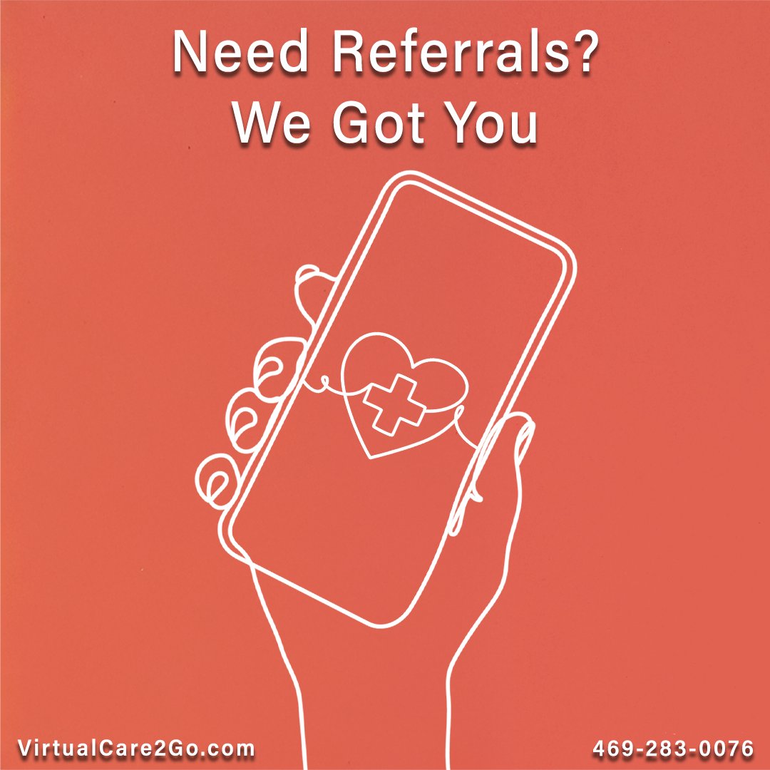 VirtualCare2go's tweet photo. ✨ Getting a referral shouldn’t be a headache — and with VirtualCare2Go, it isn’t.  Fast, stress-free virtual visits with licensed providers who handle referrals for specialists, imaging, labs &amp; more. 

#VirtualCare2Go #Telemedicine #MedicalReferrals #TexasHealthcare https://t.co/xOYDImm4DO