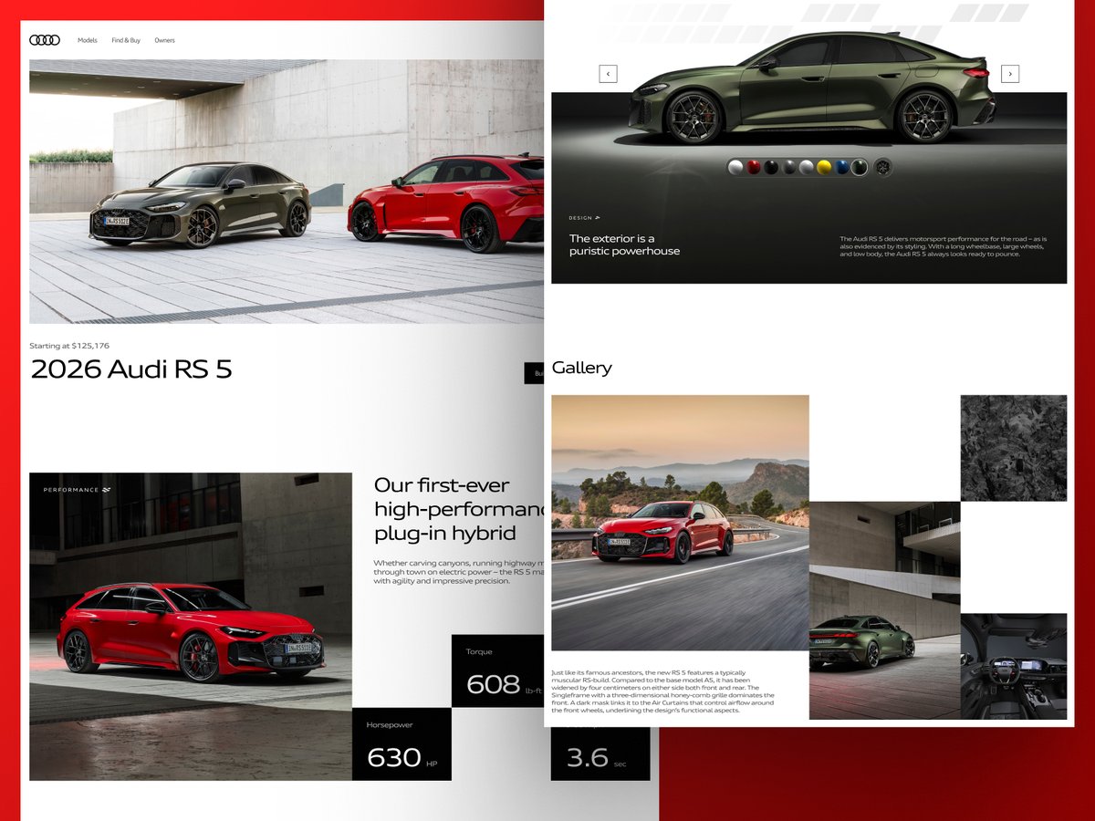 tenacity_design's tweet photo. Another concept landing page for the new @Audi RS 5!

#webdesign #cars #landingpage https://t.co/UyxGY5eVvu
