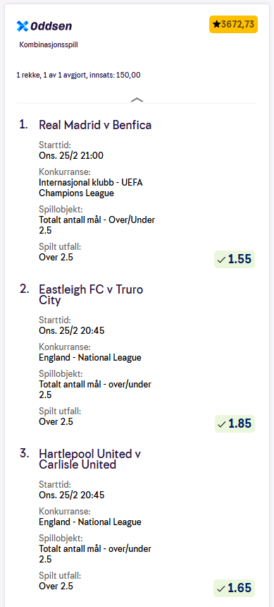 edmundsen26's tweet image. Tja, har vel aldri skadet noen å vinne litt på odds? #odds #norsktipping #cashisking