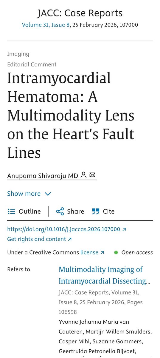 AnuShivaraju's tweet image. Intramyocardial hematoma is rare. Spot it early, image it thoroughly, act fast.

Full editorial: sciencedirect.com/science/articl…

#Cardiology #InterventionalCardiology #MedicalImaging #MedTwitter #PatientSafety #ClinicalInsights