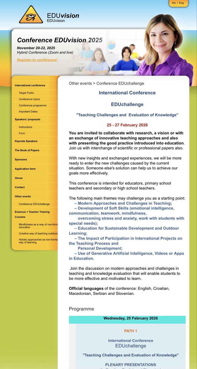 MitriceskiB's tweet photo. International Conference
 EDUchallenge
 "Teaching Challenges and  Evaluation of Knowledge"
 25 - 27 February 2026
https://t.co/9rNFH5pD4h https://t.co/sLYufN6DJG