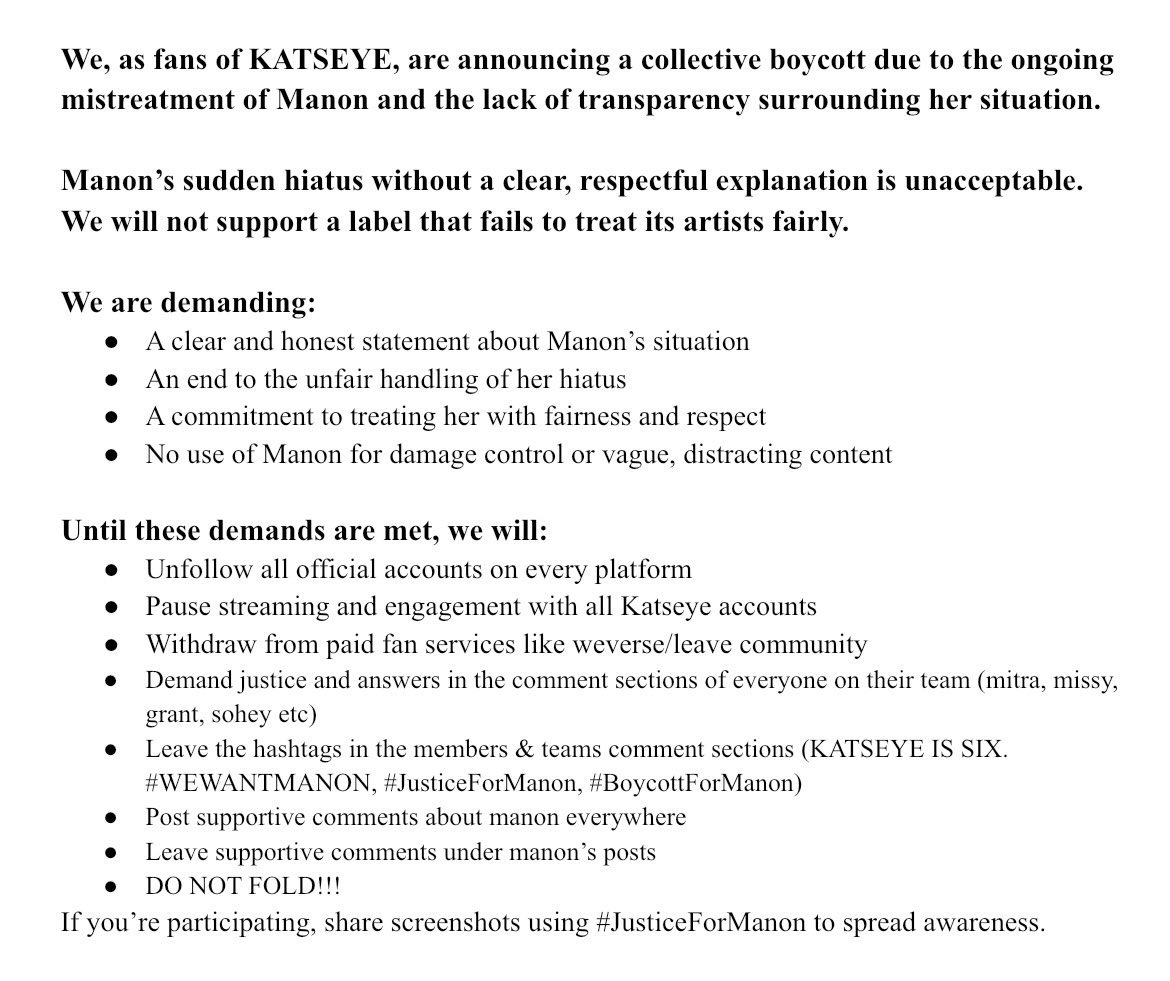 meizinilvr's tweet image. REPLY REPLY REPLY

KATSEYE IS SIX

#WEWANTMANON
#BOYCOTTFORMANON
#JUSTICEFORMANON