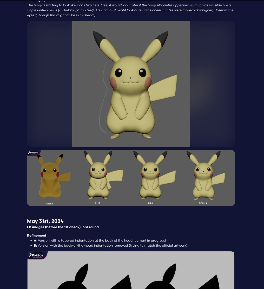 makio_jroses's tweet photo. 🚨New section online🚨

We've published a brand-new section featuring exclusive development images from a leaked 2024 internal test that explored a possible Pikachu redesign ⚡️

Early models, iterations, feedback and never-before-seen material
A rare look behind the scenes 👀 https://t.co/ucBxurr512