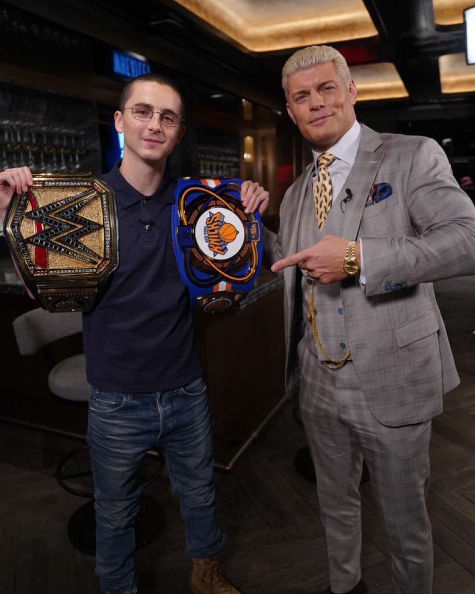 Fightful's tweet photo. Timothée Chalamet was asked if wrestling has been influential to his career.

"Hugely. Professional wrestling for me was sort of a guidepost growing up because I wanted to be an athlete, I just didn’t have the skill, the body, the physique, the speed. Acting was sort of — I grew up in an actor’s building and it wasn’t my dream at its core. It just wasn’t for whatever reason. WWE and professional wrestling was somewhere in the middle. It was like the titans our athletes, both men and women but with this showmanship and storytelling. It’s planned, it’s scripted, it’s fake some people say but the blows are real. The bruises are real. So, it was hugely inspirational. Not to get too pretentious, but almost in a Greek theater setting, the archetypes that these guys represent. I loved a wrestler named The Boogeyman and he was just archetypally nightmarish. Even going back to it, it could be kind of cheesy sometimes but it made me — they say when you’re a teenager, things imprint on your brain more than they ever do later in life. When I listen to those old WWE clips or this guy Sabu who just passed away this past year, his entrance theme. We were watching Kevin Nash backstage today, I showed [Matthew McConaughey] a Kevin Nash entrance video because he did Magic Mike with Kevin Nash. Professional wrestling and WWE has been hugely influential to me. I feel like what I love with Marty Supreme and Matthew’s work as a whole and WWE, you see this with Bad Bunny tapping in or IShowSpeed and stuff like that, I just feel like it’s of the people no matter how cheesy that sounds. New York is sort of a weird spot on the map of the world because New York, you can get the highest of the high and the lowest of the low. WWE is more of an Americana thing. New York’s got a lot of love for WWE.”

(Variety/CNN Town Hall interview with Matthew McConaughey)