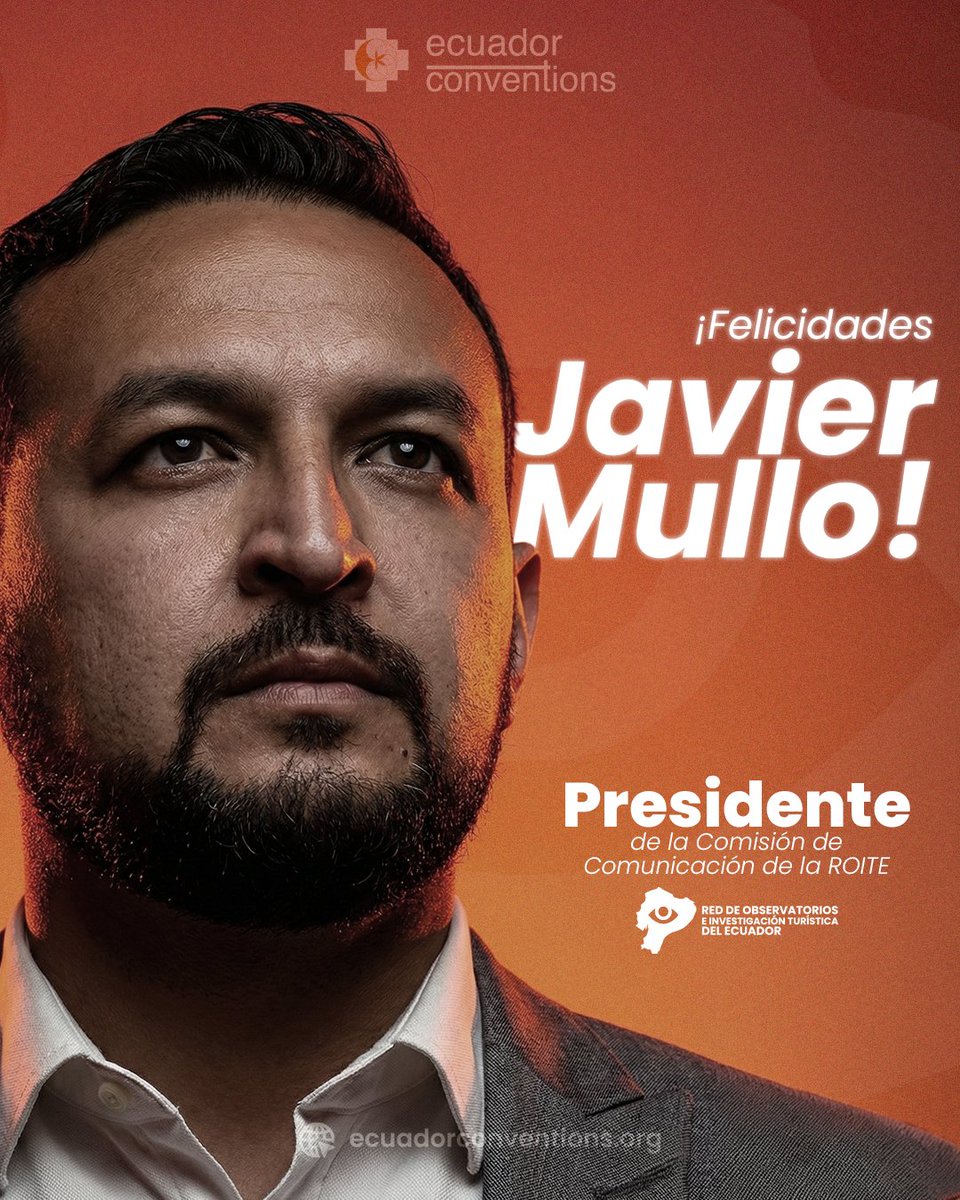 EcConventions's tweet photo. Es un orgullo para Ecuador Conventions anunciar que nuestro Gerente General, Javier Mullo, ha sido designado como Presidente de la Comisión de Comunicación de la ROITE . 

#Liderazgo #TurismoEcuador #ROITE #EcuadorConventions #ComunicaciónEstratégica #GestiónTurística https://t.co/VnSwo0Xmhh
