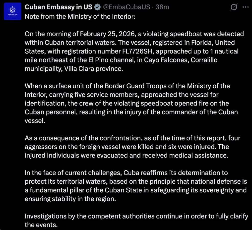 anarie_wit's tweet photo. BREAKING: 
Cuba Shoots Up "US Narco Terrorist Boat" From Florida: Four Dead, Six Injured.

HOOOOLY SHIT!!!! https://t.co/LuJw2CDS1I