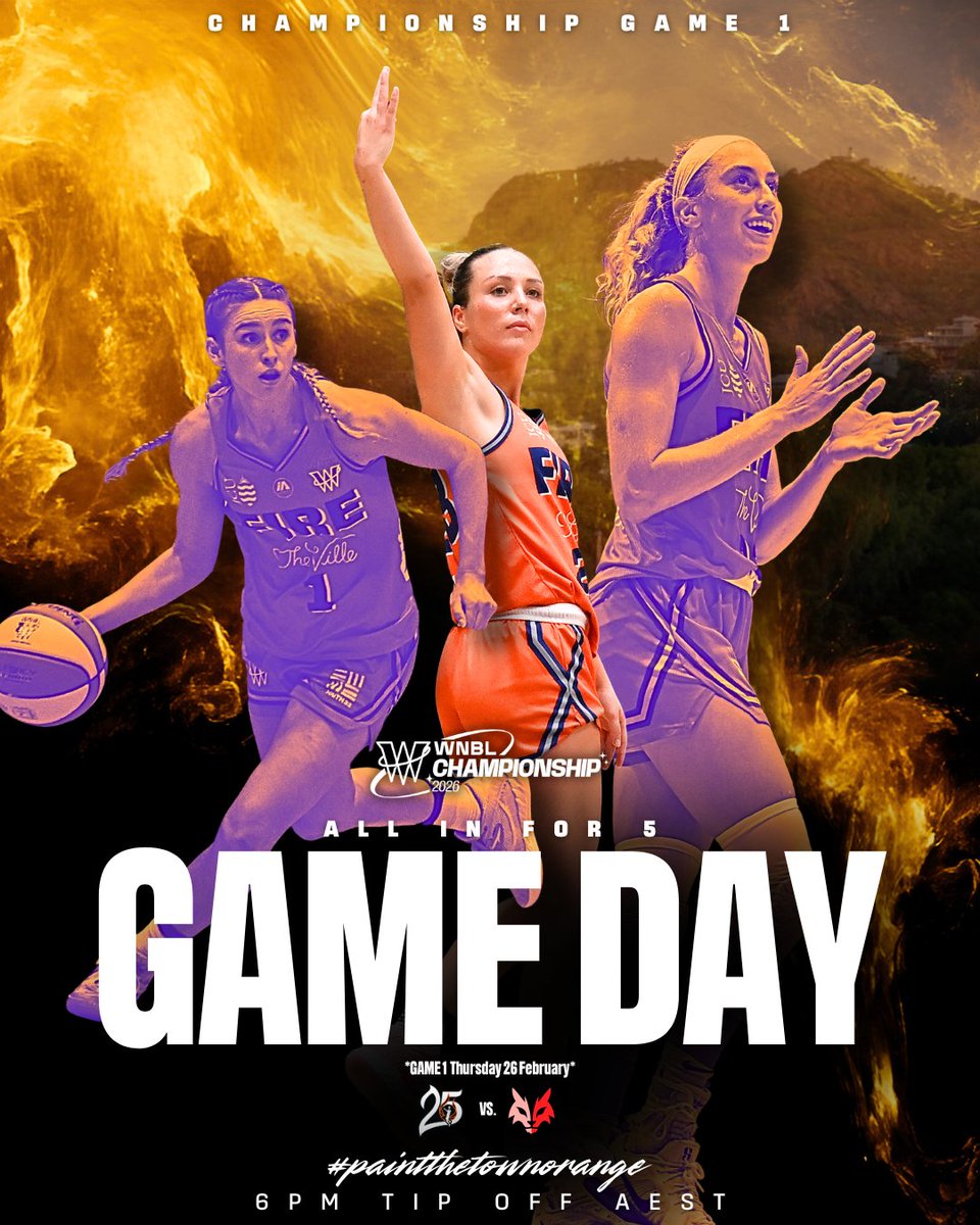 TownsvilleFire's tweet photo. FIRE UP IT'S GAME DAY π₯
Championship Game 1 vs Perth Lynx
π
Thursday 26 February
β° 6PM Tip Off
ποΈ π https://t.co/SQuLqAEnmu
All In For 5. π€π
#townsvillefire #FireSZN #allinfor5 #PaintTheTownOrange https://t.co/C3wicTWX9H