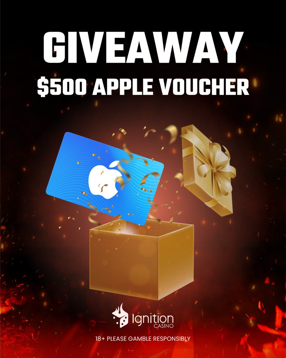 IgnitionCasino's tweet photo. 🤔 $500 APPLE STORE VOUCHER 🍏

Today, we're giving away a $500 APPLE STORE VOUCHER!

To enter:
- Follow us and reshare ✅
- Tell us: What was your first Apple product?

Winner announced March 4.

Must be 18+, USA based and have a min. $10 deposit in the last 7 days.

Good luck! 🤩

#giveaways #apple #voucher