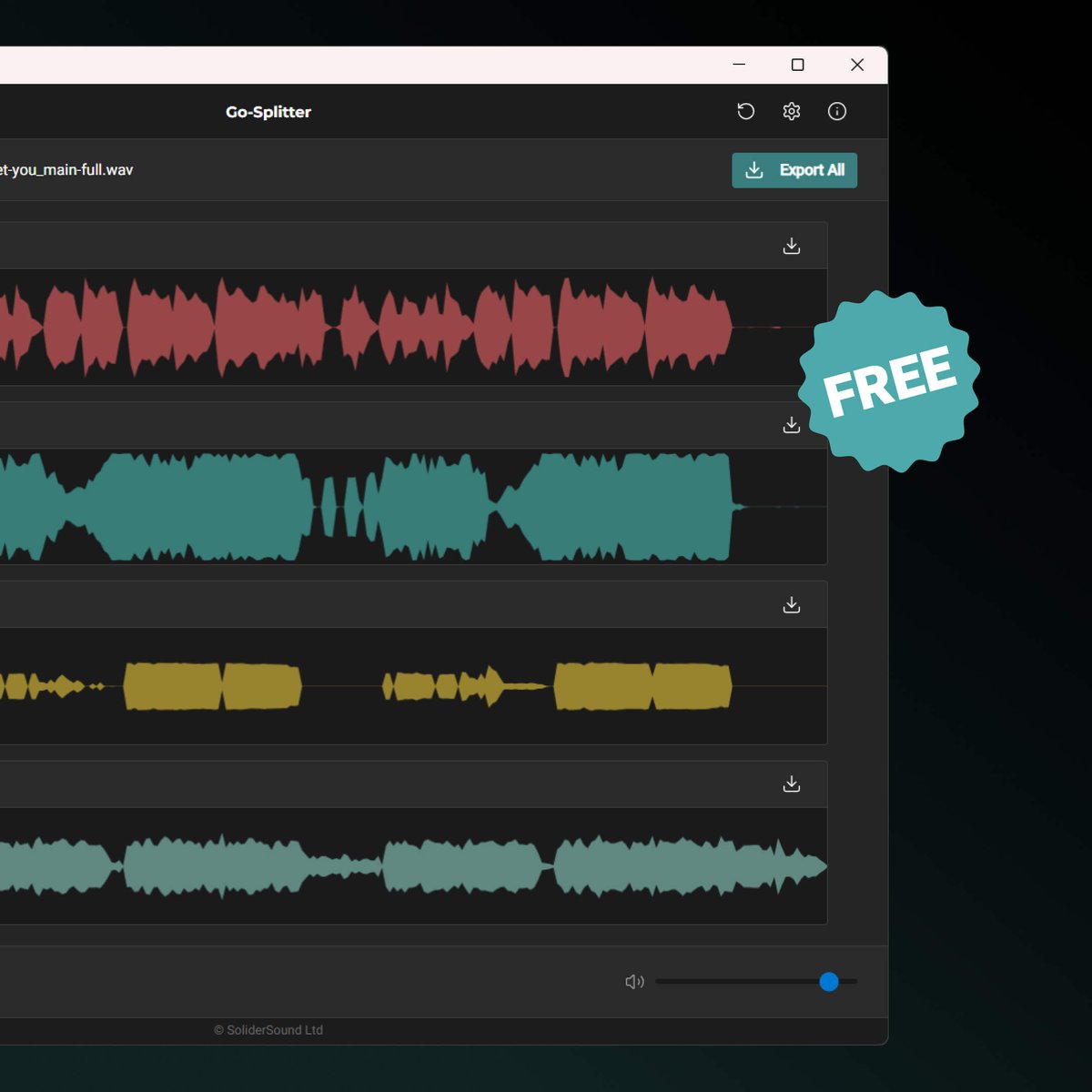 solidersound's tweet photo. New! Go-Splitter Windows Version is now available!
Stem Separation with neural-network precision - Download it for Free with no usage limits!
https://t.co/UVBxCFW9uh
#solidersound #gosplitter https://t.co/5g01R2sP4F