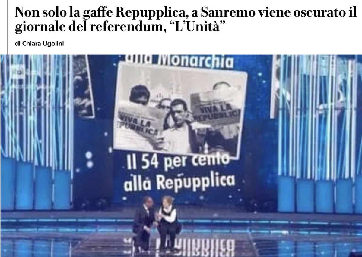 Sbianchettato il logo del giornale “L’UNITÀ” sul vidiwall del teatro Ariston.
Poi dicono che i fascisti non esistono e che la RAI non è TeleMeloni.
Attenti a non esagerare… “il vento ancora fischia”
#Sanremo2026 #Ariston #TeatroAriston #FestivaldiSanremo #25Febbraio