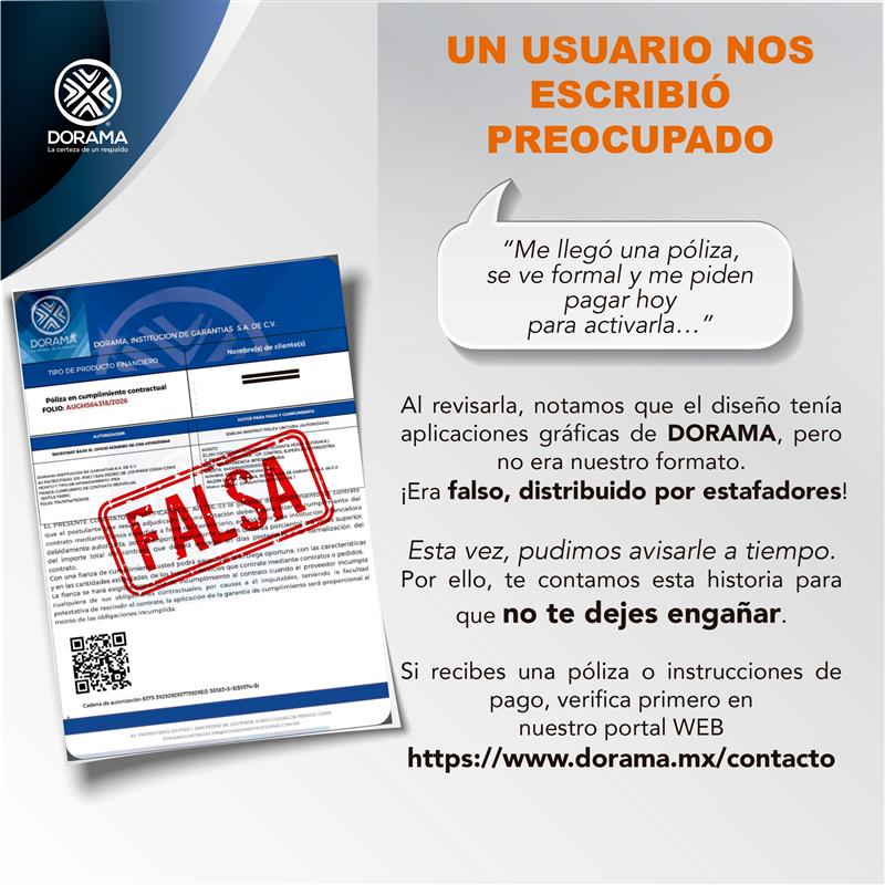 ¡ALTO! ⚠️ Hay fraudes que parecen reales.
* Tienen logotipo.
* Tienen folio.
* Tienen monto.
* Y tienen prisa.
Un usuario estuvo a minutos de hacer un depósito porque “todo se veía formal”, pero algo no cuadraba: el diseño usaba elementos gráficos de DORAMA, sin ser oficial