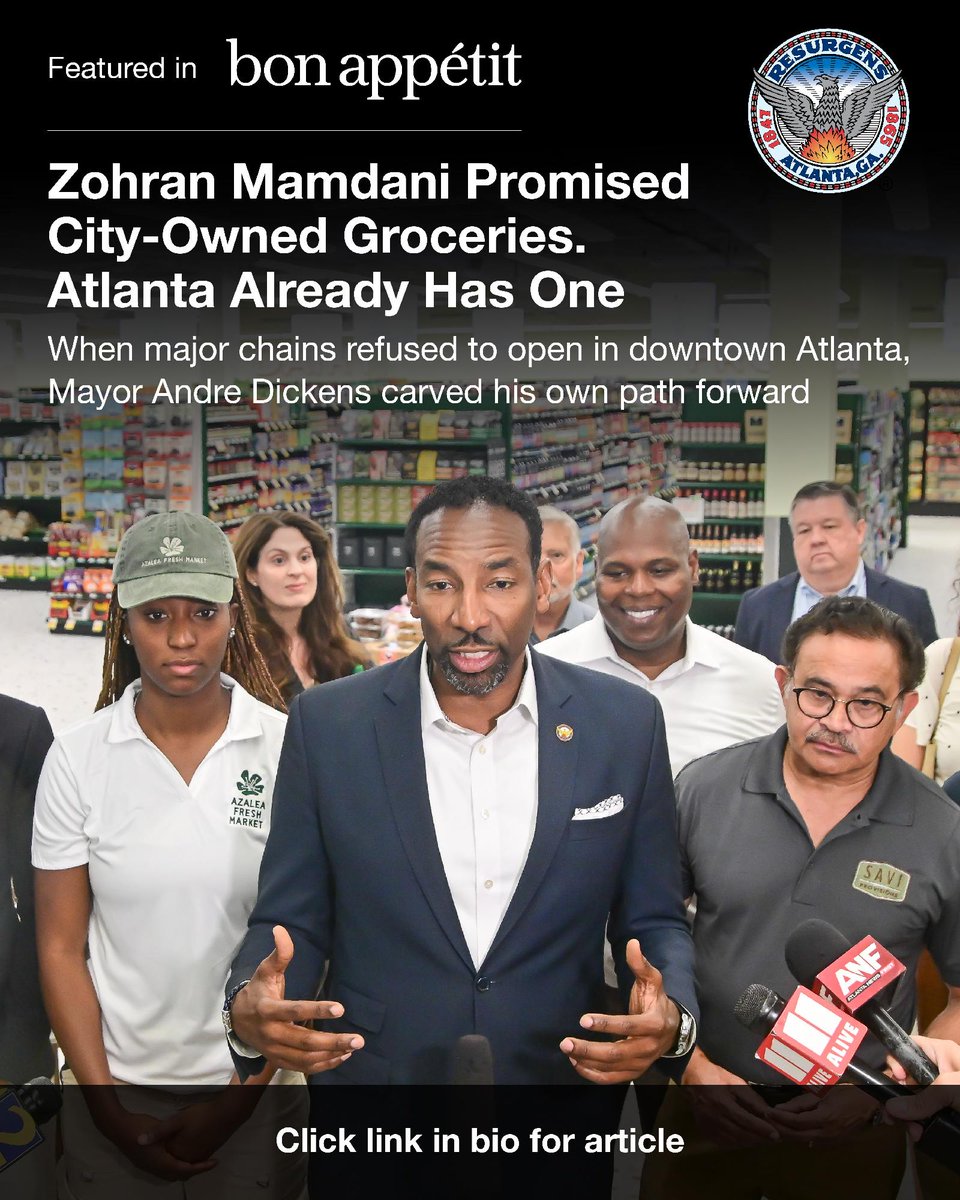 CityofAtlanta's tweet photo. When major grocery chains declined to open downtown, Mayor Andre Dickens took action to expand fresh food access. Today, Atlanta is home to a city-supported fresh market serving residents. Read more: https://t.co/qxtlXD9p3H https://t.co/a1sJ69YH8Y