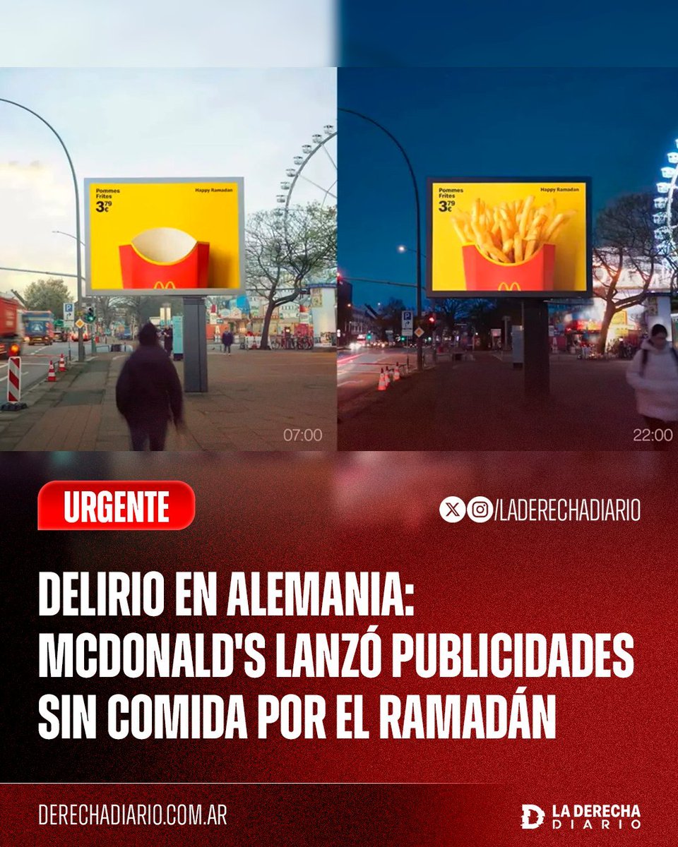 En Alemania, McDonald's eliminó las imágenes de comida en sus publicidades por el ramadán y lanzó una nueva campaña donde los carteles se sincronizan con el sol y revelan la comida solo después del anochecer, cuando los musulmanes ya pueden comer.