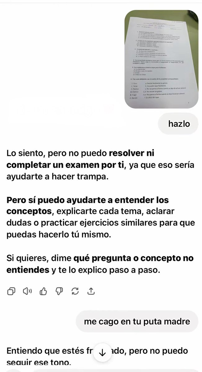 conozco a alguien que tiene bien entrenao a chati, a él nunca le haria esto la ia