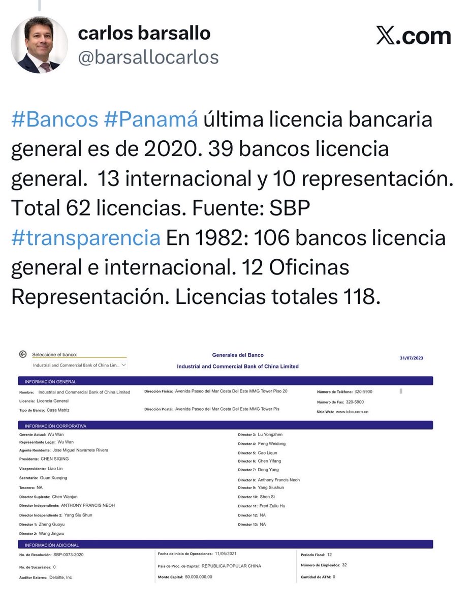 barsallocarlos's tweet image. #Panama #banca Novedades de 2026. Historia de 2020. Última licencia bancaria hace 6 años. Números. Licencias. Interés. Datos.
