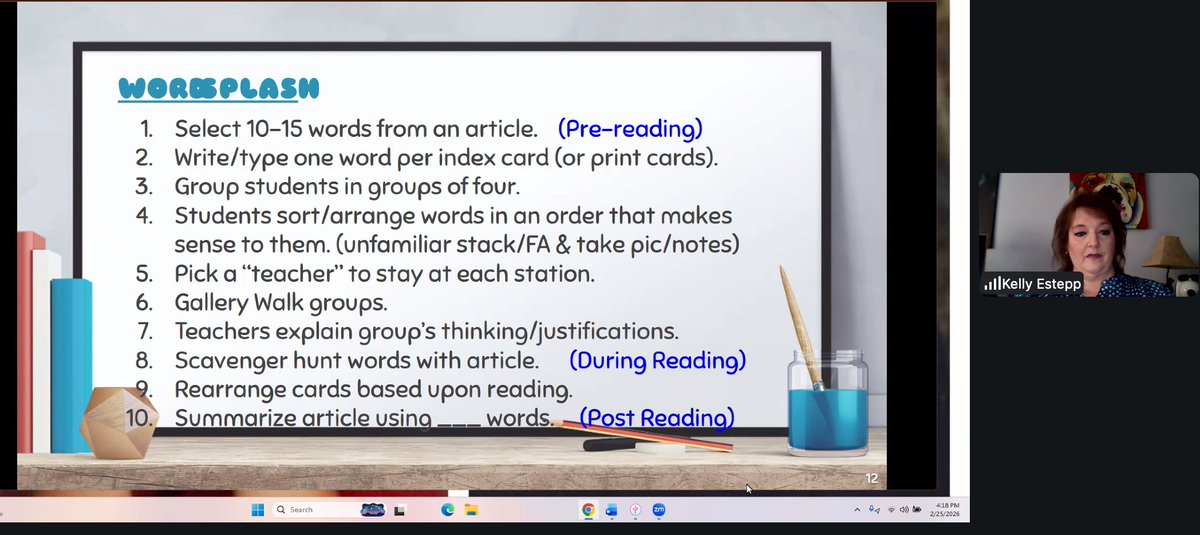 ClassroomCarter's tweet photo. We've got vocabulary strategies from Kelly Estepp with Wordsplash, Concept Mapping, and using a Writer's Craft Sheet to analyze authentic pieces to see literary devices and figurative language in action! @KEDCGrants @kedc_epic https://t.co/7Rr57JD85u