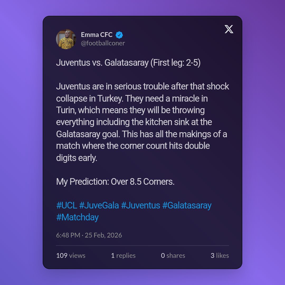 footballconer's tweet photo. All the four predicted scores went through today.....✅✅

#UCL #ATADOR #JUVGAL #RMABEN https://t.co/ieOFwIVDx2