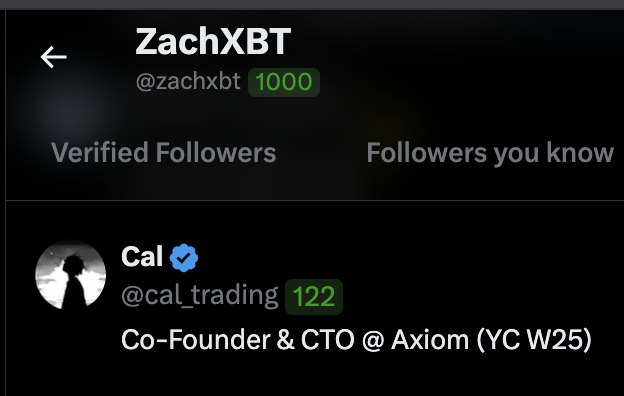 kyparus's tweet image. Would @zachxbt be following Axiom’s cofounder if he were investigating Axiom?